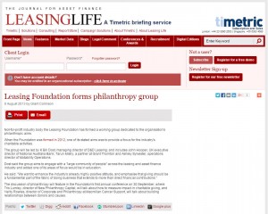 Philanthropy group article Leasing Life