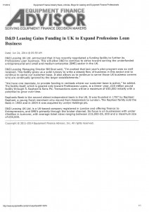 D&D Leasing expand loan business article