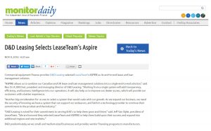 D&D Leasing Selects LeaseTeam’s Aspire