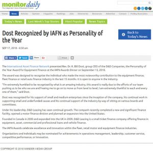 Dost Recognized by IAFN as Personality of the Year