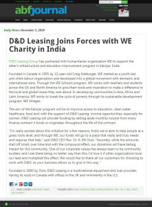 ABF Journal D&D supports WE Charity 2018
