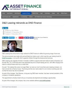 DND Finance rebrand Asset Finance